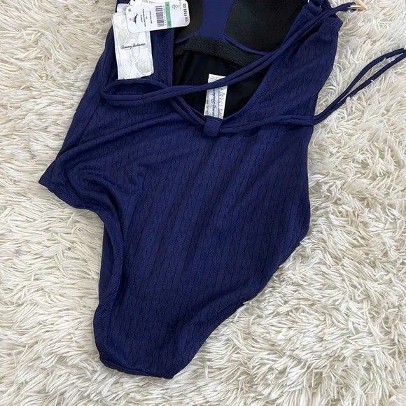 Tommy Bahama Cable Beach High Neck One Piece Swimsuit - Mare Navy* - Picture 7 of 9